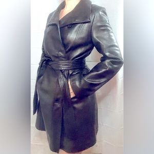 Pelle Studio Womens Wilsons Leather Short Trench Jacket Belted